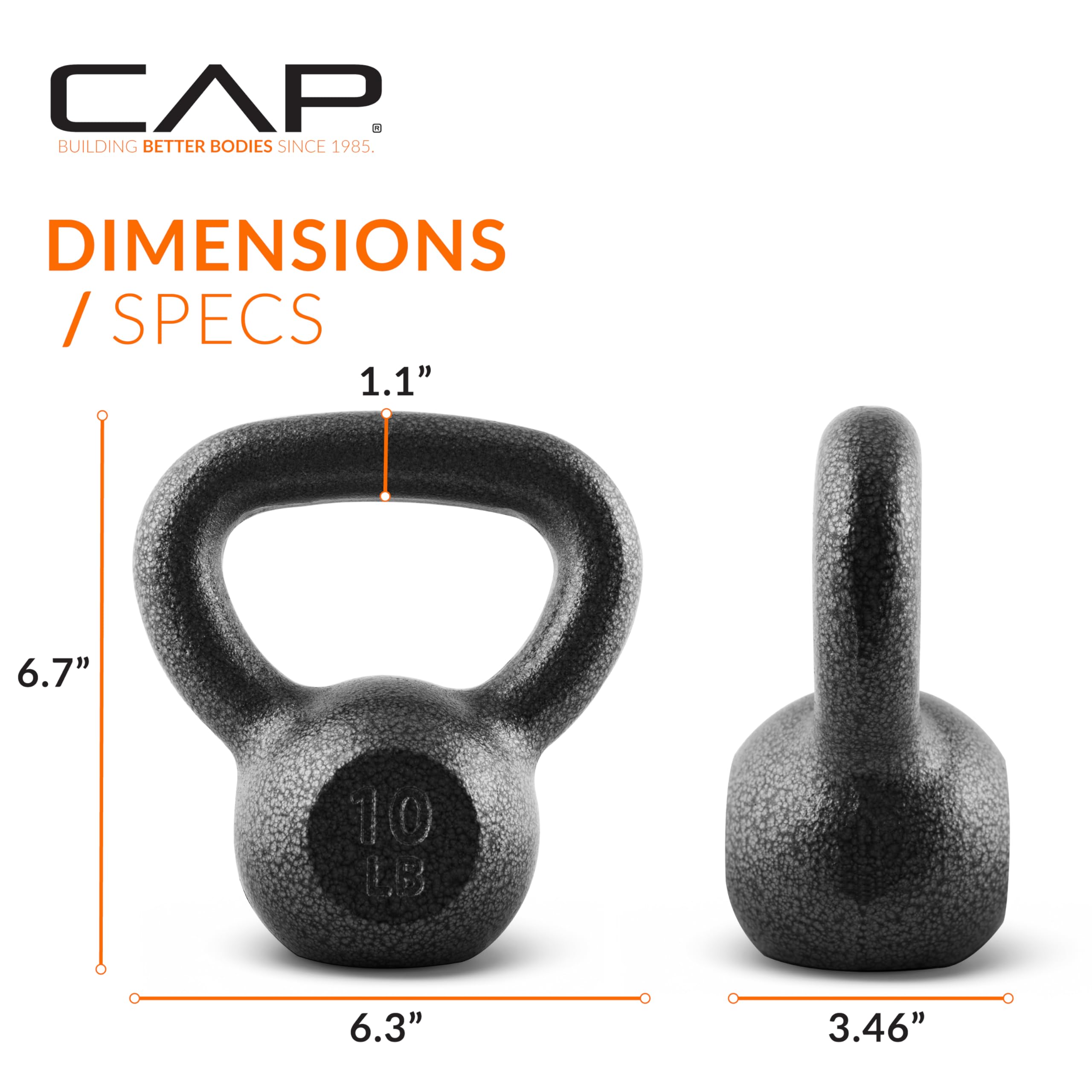 Amazon | (10 pounds) - CAP Barbell Cast Iron Kettlebell, Black